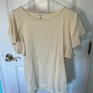 Max Studio Ruffle Sleeve Stripe Top